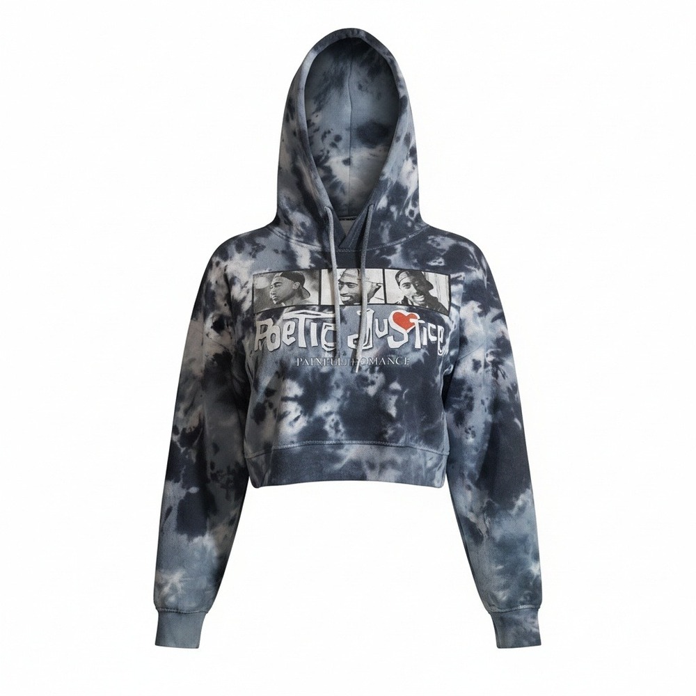 Poetic Justice Tie Dye Cropped Hoodie Womens Size L Tupac - Picture 3 of 8